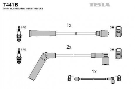 Провода свечные Матиз 0,8 (под трамблер) (силикон) TESLA t441B