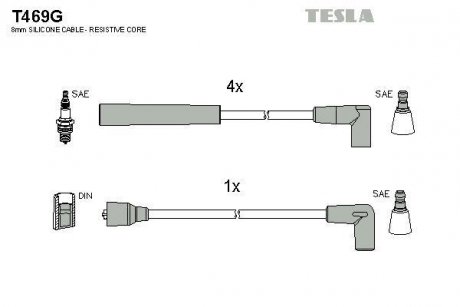 Купить Комплект кабелей зажигания Ford Sierra TESLA t469G (фото1) подбор по VIN коду, цена 623 грн.