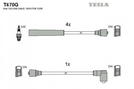 Купить Комплект кабелей зажигания Ford Sierra TESLA t470G (фото1) подбор по VIN коду, цена 940 грн.