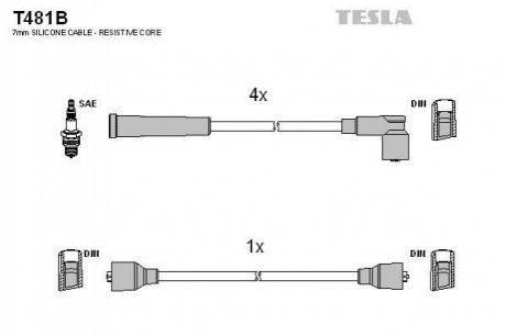 Комплект кабелей зажигания TESLA t481B