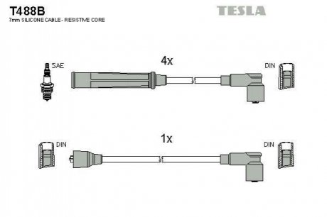 Купить Комплект кабелей зажигания Nissan Bluebird TESLA t488B (фото1) подбор по VIN коду, цена 767 грн.