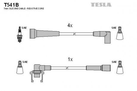 Комплект кабелей зажигания Volvo 480, 440, 460 TESLA t541B