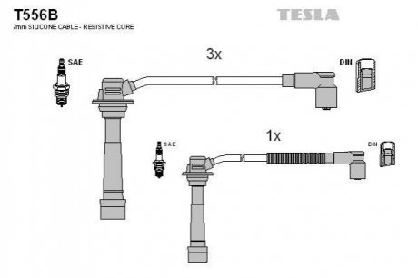 Купить Комплект кабелей зажигания Mazda 323 TESLA t556B (фото1) подбор по VIN коду, цена 1471 грн.