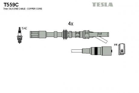 Комплект кабелей зажигания TESLA t559C