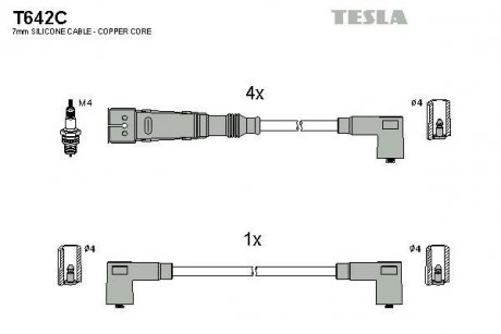 Комплект кабелей зажигания Skoda Felicia TESLA t642C