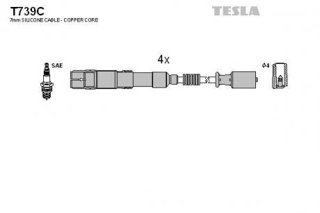 Провода высоковольтные, комплект Mercedes-benz A-class (w169) 1.5 (04-12) BLATNA TESLA t739C