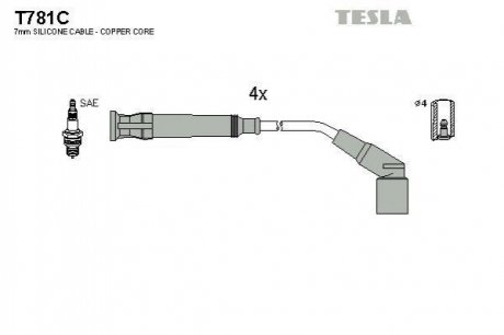 Комплект кабелей зажигания BMW E36 TESLA t781C