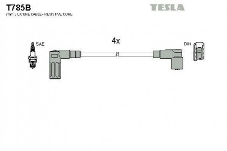 Купить Комплект кабелей зажигания Fiat Panda TESLA t785B (фото1) подбор по VIN коду, цена 536 грн.