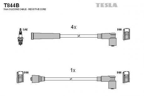 Комплект кабелів запалювання TESLA t844B