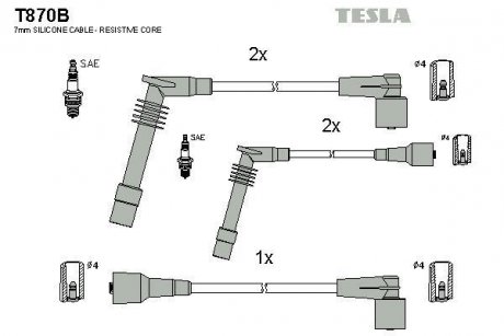 Купить Провода высоковольтные, комплект Opel Vectra b 1.6 (95-03),Opel Vectra b 1.6 (95-02) BLATNA Opel Vectra TESLA t870B (фото1) подбор по VIN коду, цена 973 грн.