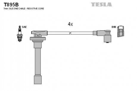 Комплект кабелей зажигания TESLA t895B