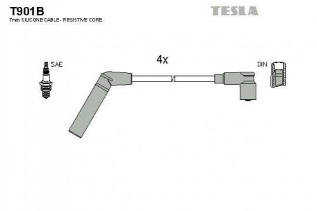 Провода высоковольтные, комплект Mitsubishi Colt v 1.5 (99-03) BLATNA TESLA t901B