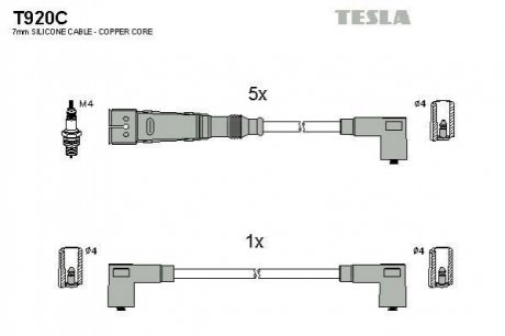 Комплект кабелей зажигания Volkswagen Transporter TESLA t920C
