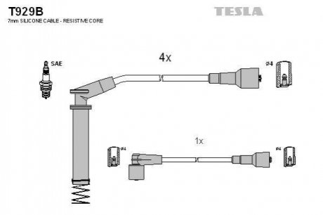 Провода высоковольтные, комплект Opel Vectra B (96-03) BLATNA TESLA t929B