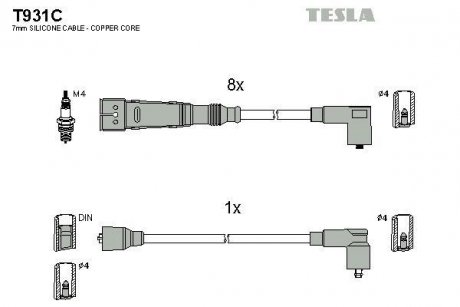 Комплект кабелей зажигания TESLA t931C