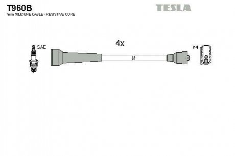 Комплект кабелiв запалювання TESLA t960B