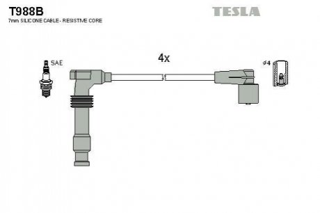 Купить Комплект кабелей зажигания Opel Frontera TESLA t988B (фото1) подбор по VIN коду, цена 1065 грн.
