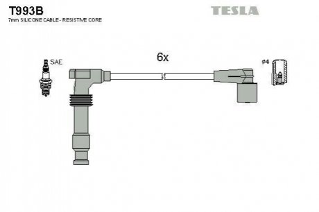 Комплект кабелей зажигания Opel Vectra, Omega TESLA t993B