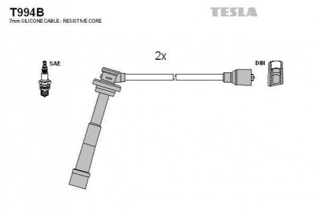 Комплект кабелiв запалювання, к-кт TESLA t994B