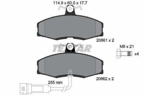 Купить Колодки пер. VW Caddy 2 1.9D с датчиком TEXTAR 2086109 (фото1) подбор по VIN коду, цена 2390 грн.