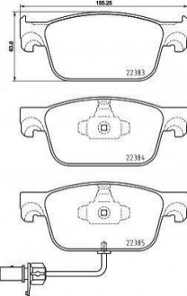 Колодки гальмівні (передні) Audi A4/A5 16- (з датчиком) (Teves) Q+ Volkswagen Passat, Seat Ibiza, Leon, Volkswagen Touran, Caddy, Golf, Skoda Octavia, Superb, Volkswagen Jetta, Sharan, Skoda Yeti TEXTAR 2238301