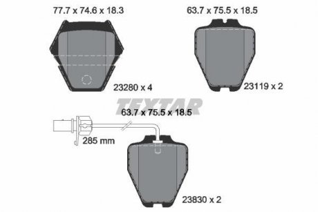 Купити Гальмівні колодки, дискові Audi A4, A6, Allroad, Volkswagen Passat, Phaeton TEXTAR 2328001 (фото1) підбір по VIN коду, ціна 4436 грн.