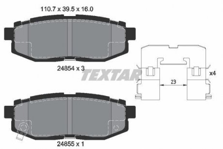 Комплект гальмівних колодок з 4 шт. дисків Subaru Tribeca, Outback, Legacy, Forester TEXTAR 2485401