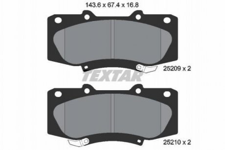 Купить Комплект тормозных колодок Toyota Hilux TEXTAR 2520901 (фото1) подбор по VIN коду, цена 1926 грн.