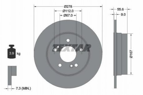 Диск тормозной Mercedes W124, S124, C124, C207, C238, A124, A207, A238 TEXTAR 92032703