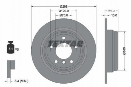 Диск гальмівний BMW 5(E39) "R D=298mm "95-"04 BMW E39 TEXTAR 92076603