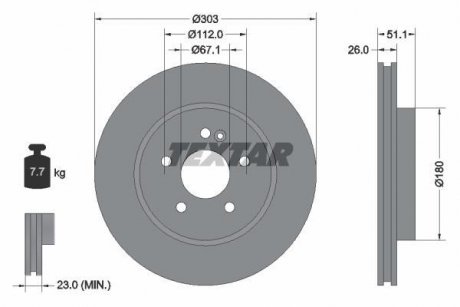 A_Диск тормозной MERCEDES M(W163) "F D=303mm "98-"05 Mercedes M-Class TEXTAR 92089905