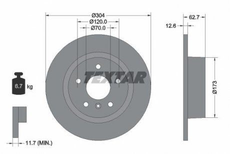 Диск гальмівний Land Rover Range Rover, Discovery TEXTAR 92095203