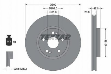 Купить Диск тормозной Renault Laguna TEXTAR 92119003 (фото1) подбор по VIN коду, цена 3501 грн.