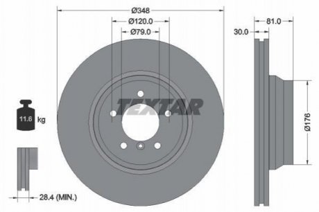 Диск гальмівний (передній) BMW 7 (E65-E67) 01-09 (348x30) PRO+ BMW E65, E66, E60, E61, E63, E64 TEXTAR 92122905