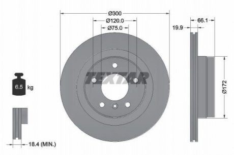 Купить Диск тормозной BMW E91, E90, E92, E93, E81, E87 TEXTAR 92133003 (фото1) подбор по VIN коду, цена 2157 грн.