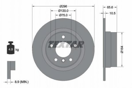 Диск гальмівний (задній) BMW 1 (E81/E87)/3 (E90/E92) 05-13 (296x10.5) PRO BMW E81, E90, E82, E87 TEXTAR 92133103