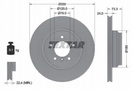 Диск тормозной BMW E91, X1, E90, E93, E81, E92, E82, E88, E87 TEXTAR 92137805