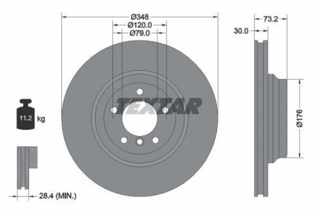 Диск тормозной BMW 3(E90,E92) "F D=348mm "05-15 BMW E90, E91, E92, E93, X1 TEXTAR 92155305