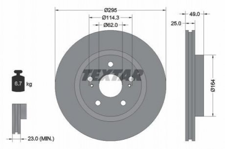 Купить Диск тормозной Suzuki Grand Vitara TEXTAR 92156503 (фото1) подбор по VIN коду, цена 2328 грн.
