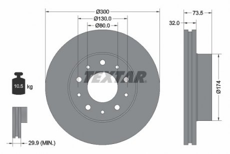 Гальмівний диск Fiat Ducato TEXTAR 92157303