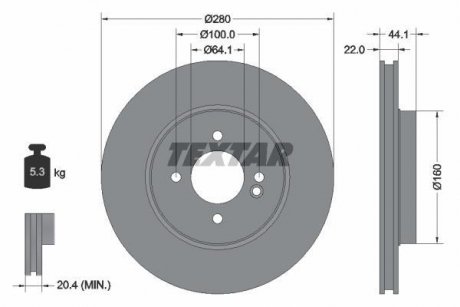 Диск гальмівний (передній) MINI Cooper 2 06- (280x22) PRO+ Mini Cooper, Clubman TEXTAR 92157905