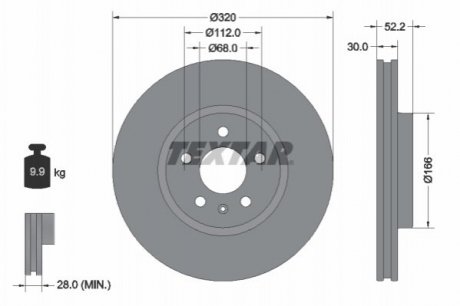 Диск тормозной Audi Q5, A5, A4 TEXTAR 92160005