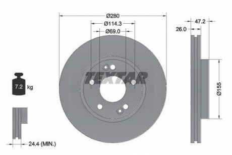 Купити Диск гальмівний HYUNDAI/KIA - замена на T92133905 KIA Ceed, Soul, Pro Ceed, Hyundai I30, Sonata, KIA Cerato, Hyundai Tucson, KIA Magentis TEXTAR 92161605 (фото1) підбір по VIN коду, ціна 1956 грн.