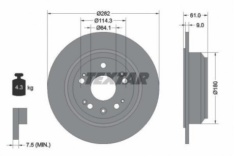 Купить A_Диск тормозной HONDA Accord "R D=282mm "03-08 Honda Accord TEXTAR 92165803 (фото1) подбор по VIN коду, цена 1776 грн.