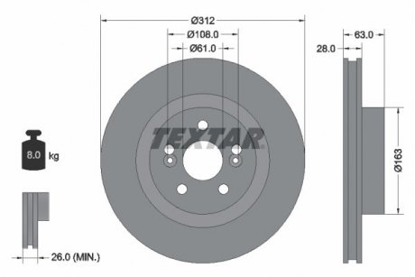 Гальмівний диск Renault Megane, Clio TEXTAR 92167703