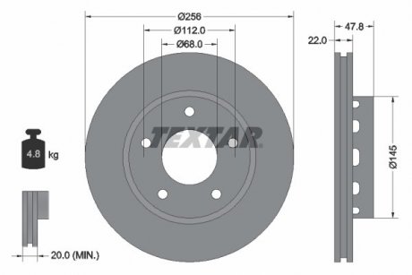 Тормозной диск Audi A4, Volkswagen Passat TEXTAR 92174205