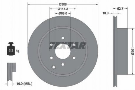 Диск гальмівний (задній) Nissan Pathfinder 04- (308x18) PRO Nissan Pathfinder TEXTAR 92181603