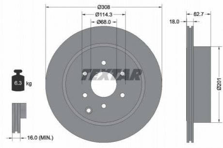 Купить Диск тормозной Nissan Navara, Pathfinder TEXTAR 92181603 (фото1) подбор по VIN коду, цена 2380 грн.