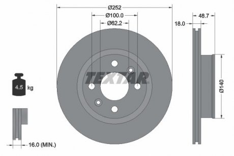 Тормозной диск KIA Picanto, Hyundai I10 TEXTAR 92196503