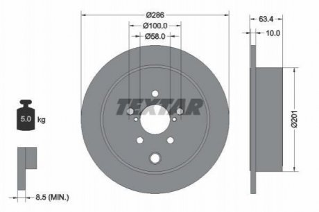 Диск гальмівний (задній) Subaru Forester 08-/Impreza 08-/Outback 08- (286x10) Subaru Forester, Legacy, Impreza, Outback TEXTAR 92200000